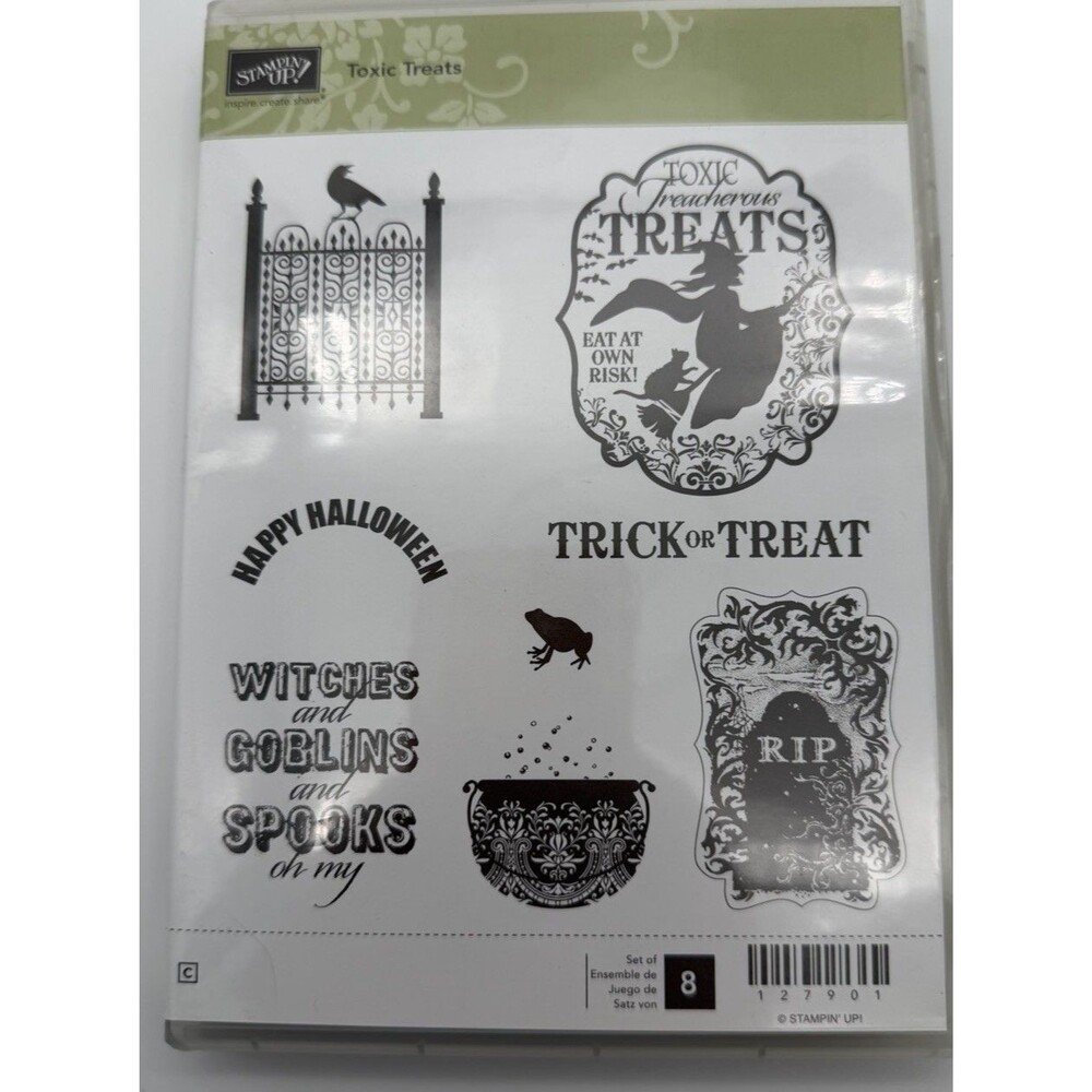 Stampin up Toxic Treats Set of 8 "retired" Witch Frog Crow Halloween